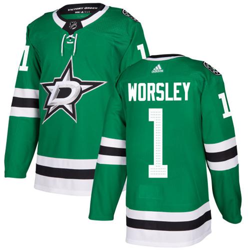 Adidas Stars #1 Gump Worsley Green Home Authentic Stitched NHL Jersey